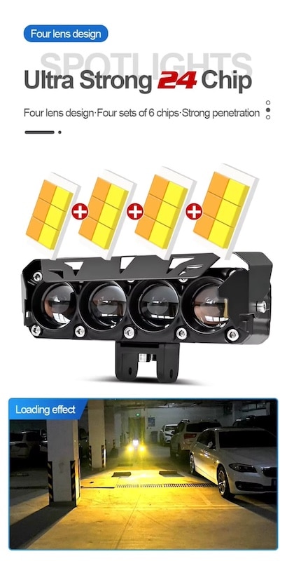 پرژکتور آفرودی ۴ لنز زرد سفید 38 W زیمر محافظ دار پرژکتور آفرودی ۴ لنز زرد سفید 38 W زیمر محافظ دار