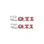 آرم فلزی GTI استیل قرمز بسته ۲ عددی