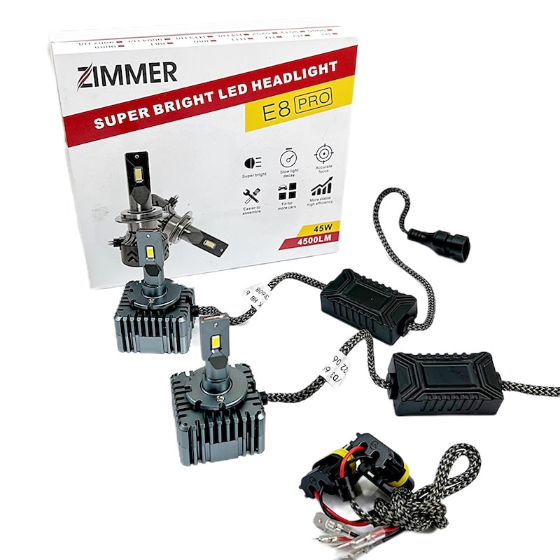 هدلایت E8 Pro پایه D1S/D3S زیمر ۱۲ ولت بدون نیاز به ترانس زنون