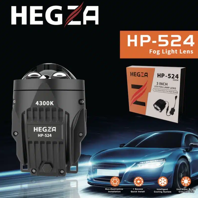 لنز پرژکتور جغدی HP-524 هگزا 4300 کلوین دو چشم نقاب دار
