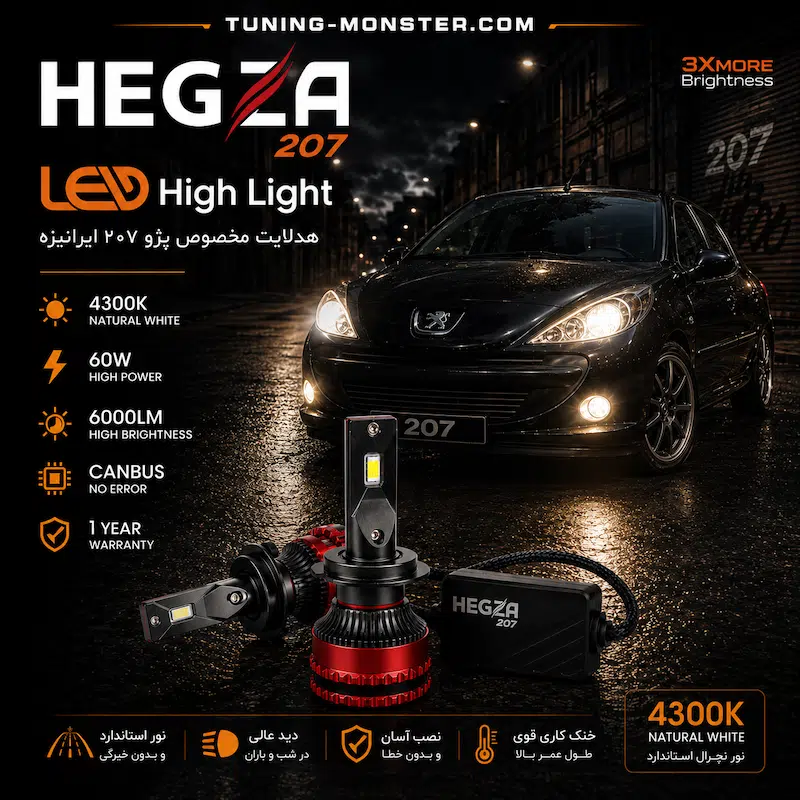 هدلایت مخصوص پژو ۲۰۷ هگزا رنگ آفتابی مدل ۲۰۷مدل ۲۰۷